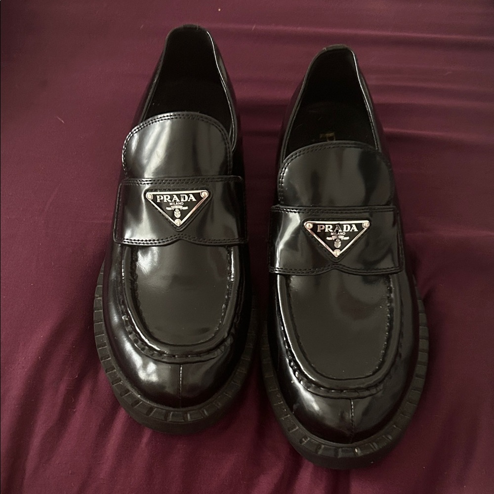Prada Glossy Black Slip-On Loafers